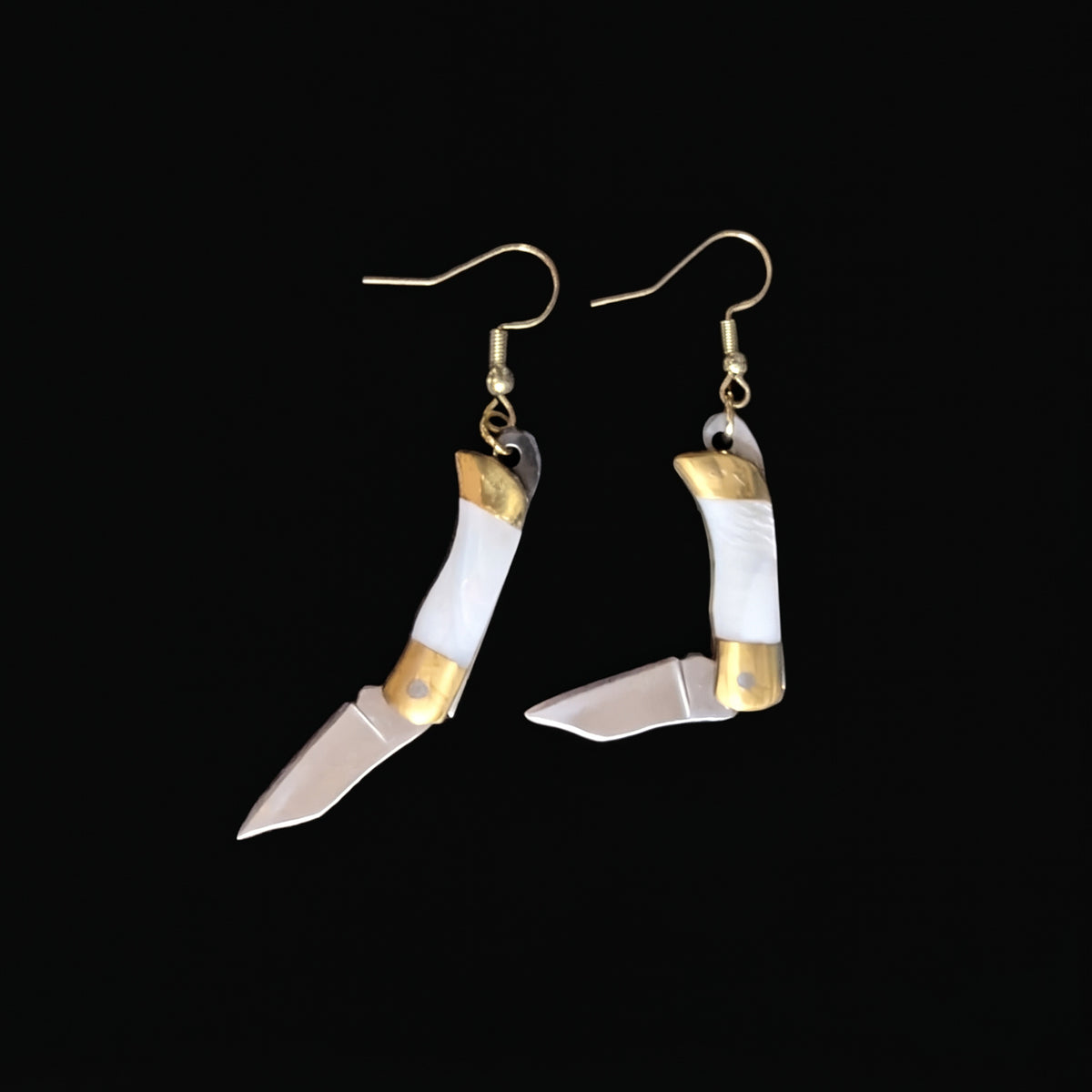 White shell mini pocket knife earring by Pocket & Bear Collective