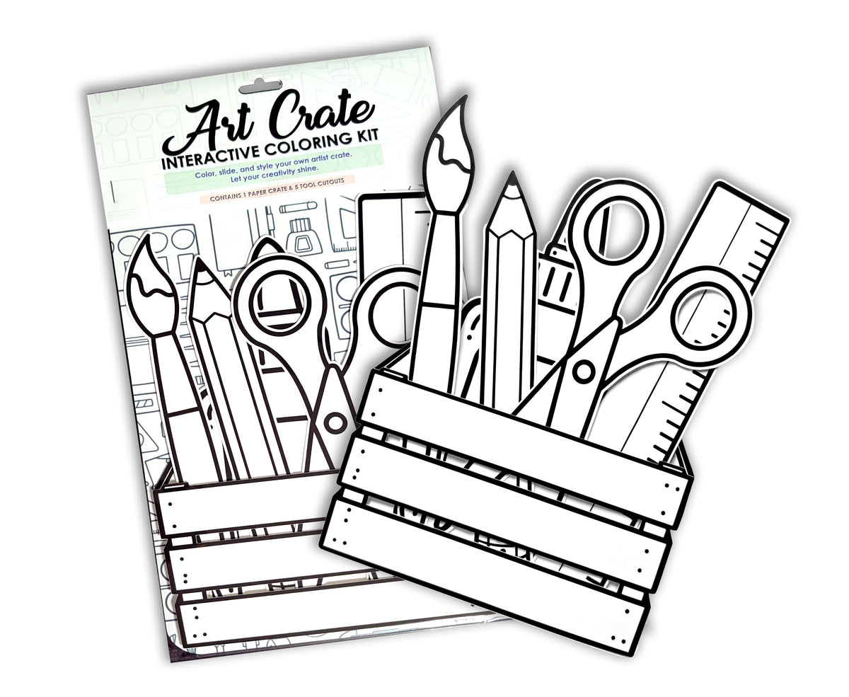 Two Art Crate interactive coloring kits in their packaging on a white background.