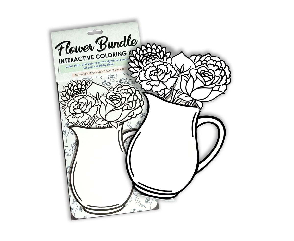 Two Flower Bundle interactive coloring kits in their packaging on a white background.