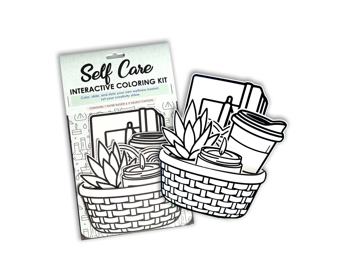 Two Self Care interactive coloring kits in their packaging on a white background.