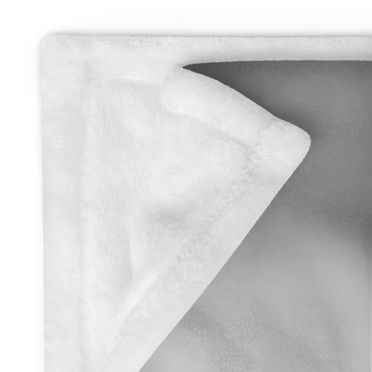 Crow So Chic throw blanket by Iain Camacho, close view of the white reverse side and soft silk touch fabric