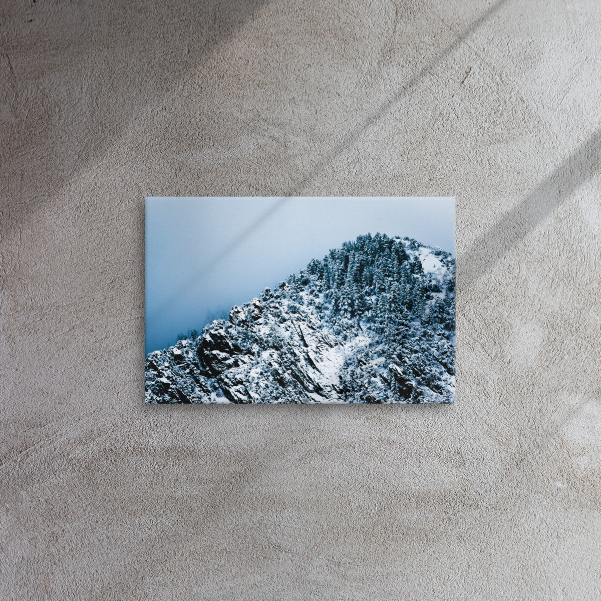 Colorado Mountain thin canvas print by Iain Camacho, canvas hanging on a gray concrete wall