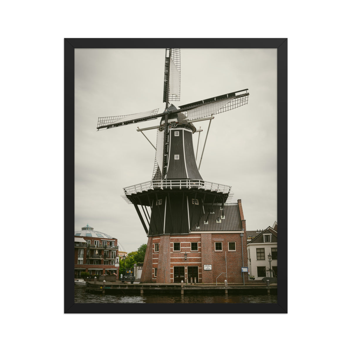 De Adriaan, Haarlem framed luster print by iain, larger size in a black frame