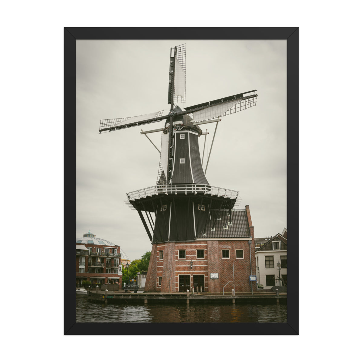 De Adriaan, Haarlem framed luster print by iain, a third size in a black frame