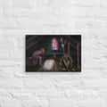 Feral Stuart canvas print by Fish hanging on a white brick wall
