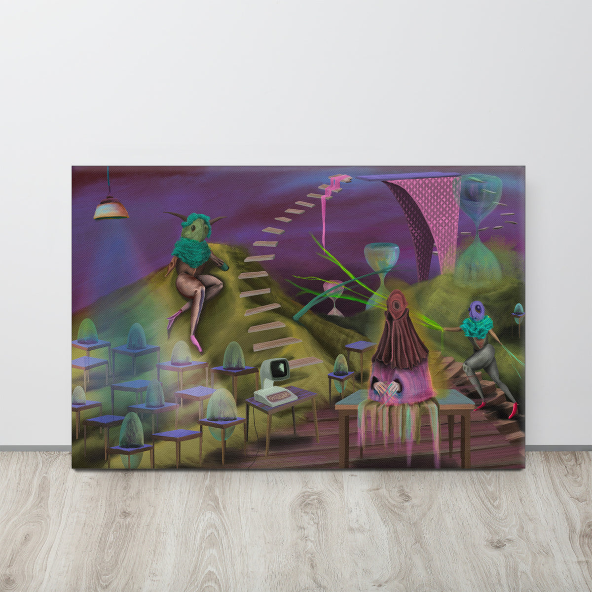 The Keeper's Time-Share canvas print by Fish hanging on a pale wall above a light wood floor