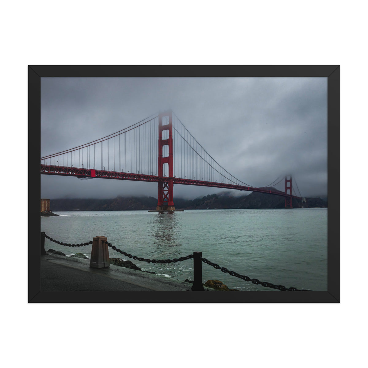 Golden Gate Bridge, San Francisco framed luster print by iain, larger size shown in a black frame