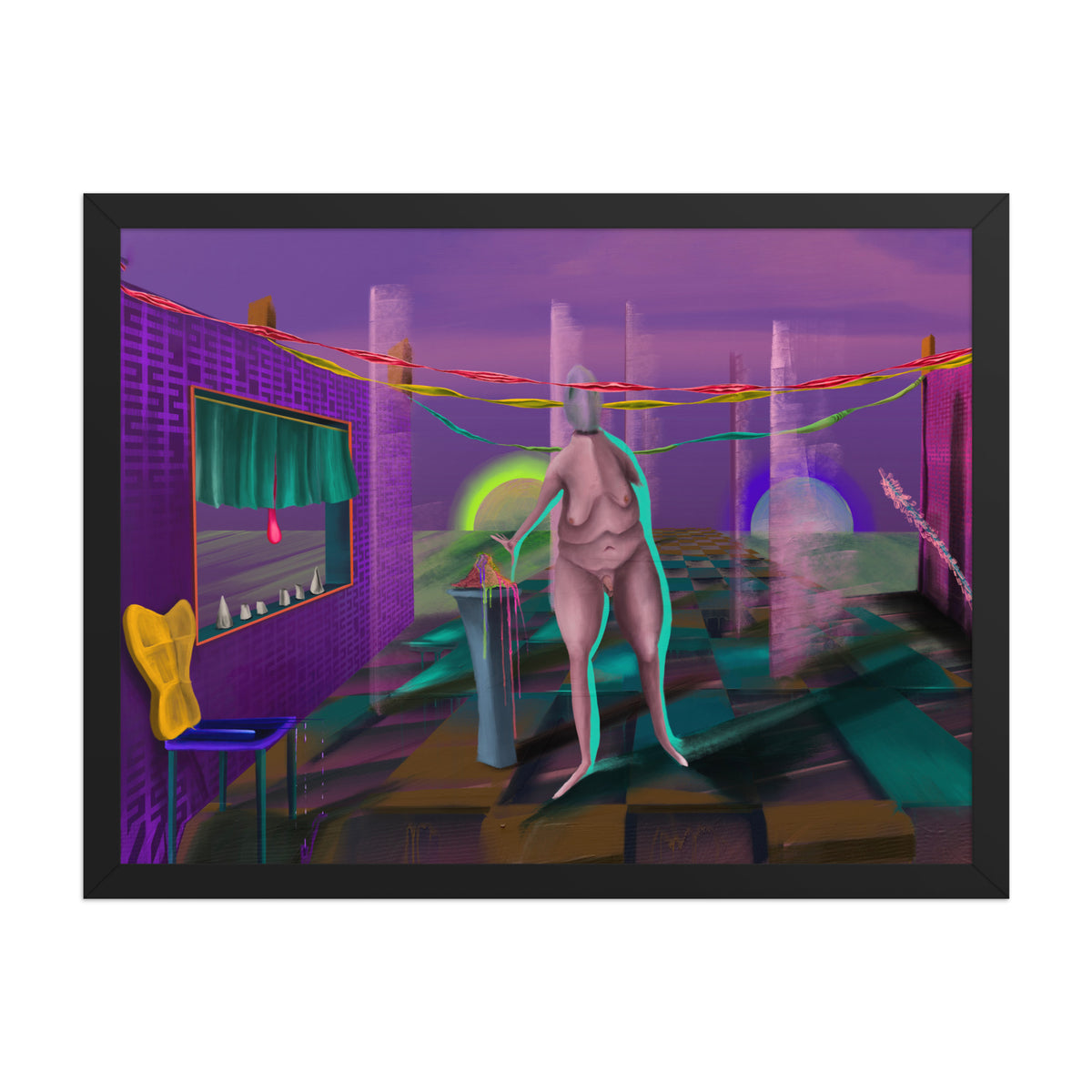The Daemon of Discernment framed luster print in a black frame, shown straight on against a plain background