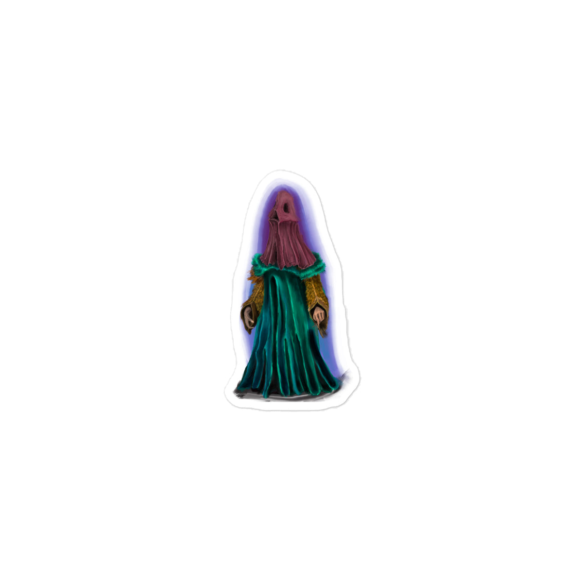 Isolated die-cut vinyl sticker of the screaming keeper figure shown on a white background