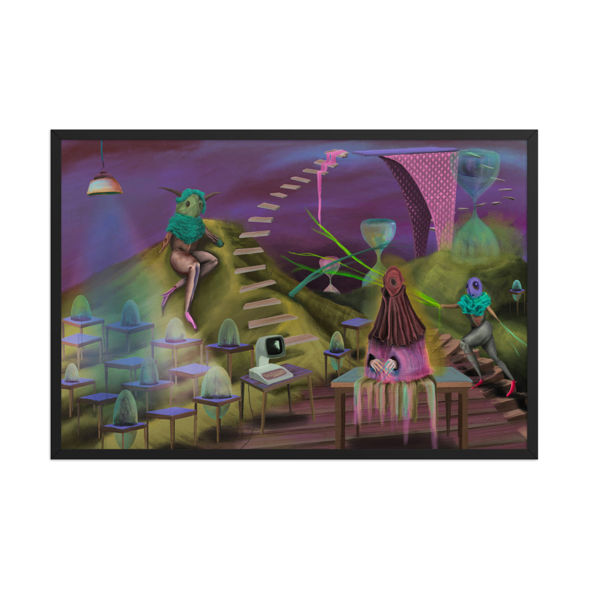 The Keeper’s Time-Share framed luster print in a black frame, shown straight on against a plain background