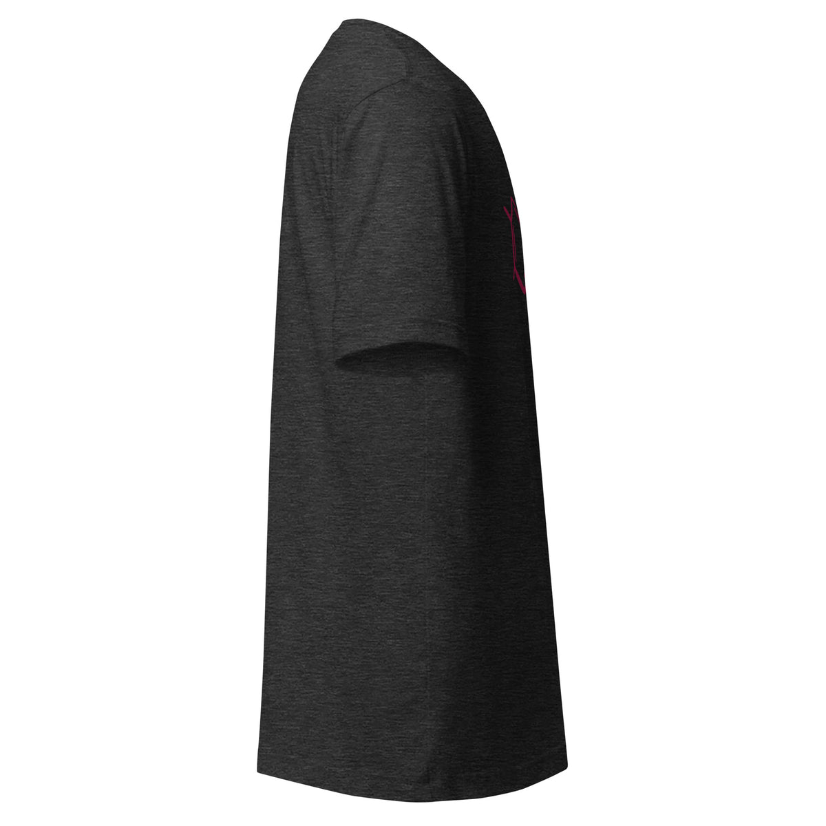 Do It For The Dopamine t-shirt in dark grey heather, right side view showing the sleeve and side seam